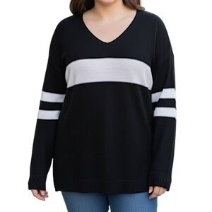 GeeGee Black V-Neck Lightweight Sweater, NWOT! Size 1XL